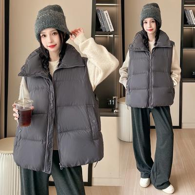 Gilet ample en coton duvet pour femme hiver étudiant porter gilet coton gilet sans manches veste en coton extérieur