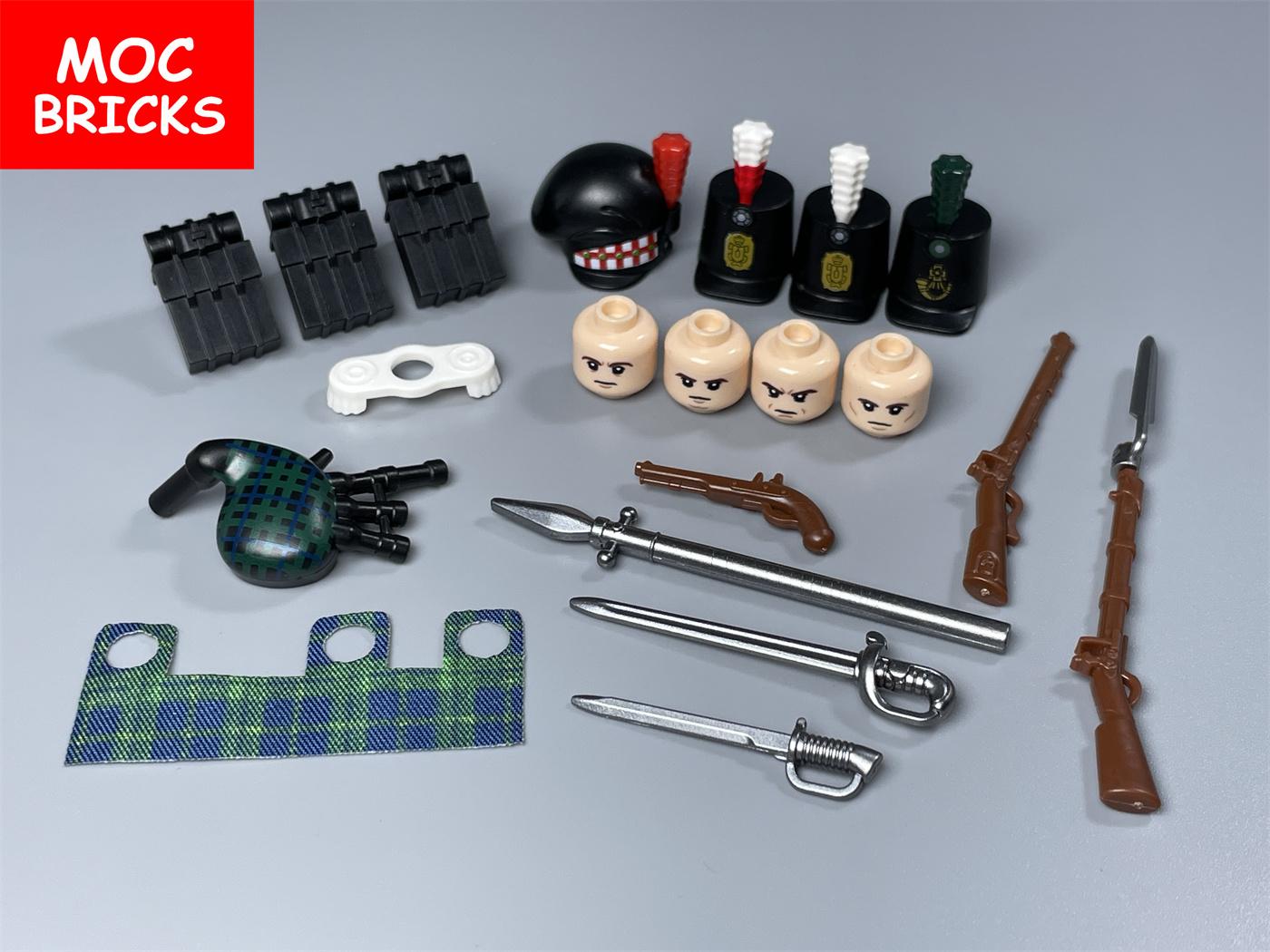 Professional Fishing Unisex Kids Moc Bricks British Army Napoleonic Wars Figure Building Blocks Sword Gun Military Weapons Accessories Kids Toy