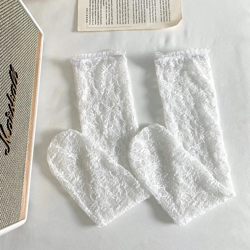 Sheer Ankle Socks With Floral Mesh Pattern, Sexy See-Through Casual Socks, Breathable And Comfortable Daily Socks Lace Sweet One Size