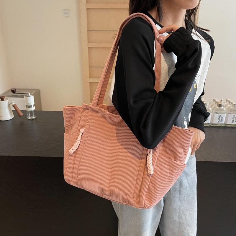 Korean version of casual large-capacity handbag women's new simple tote bag college student versatile shoulder bag