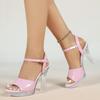 Women 12CM Transparent Block Heel Sandals Crystal Non Slip Platform Euro Sexy Car Model Runway Summer Footwear LFD-198711-Q1