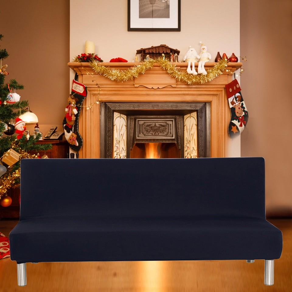 Folding Sofa Bed Cover Polyester Elastic Armless Couch Cover Futon Slipcover Protector