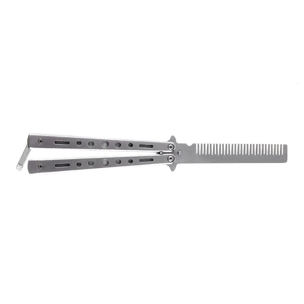 Stainless Steel Practice Training Butterfly Style Knife Hair Comb Cool Hair Care Styling Tools