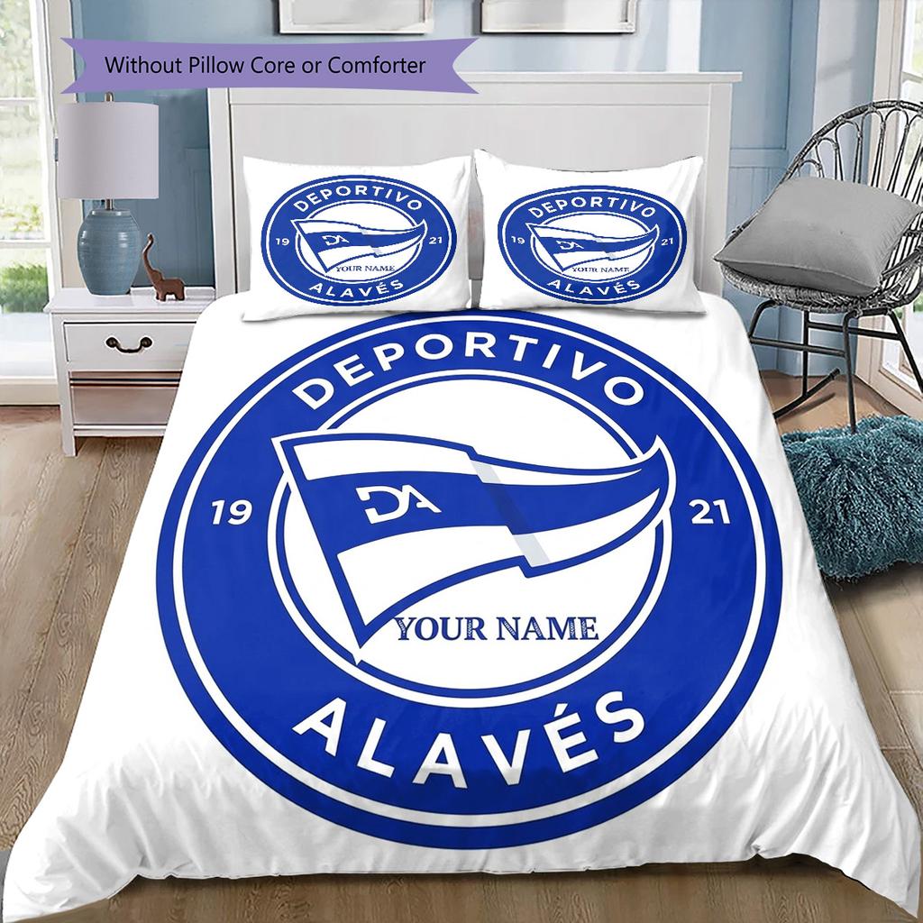 Deportivo Alaves Crest Custom Name Pattern Bedding Quilt Set Quilt Cover Pillowcase Home Birthday Gift(1 * duvet cover + 2 * pillowcase, without core)