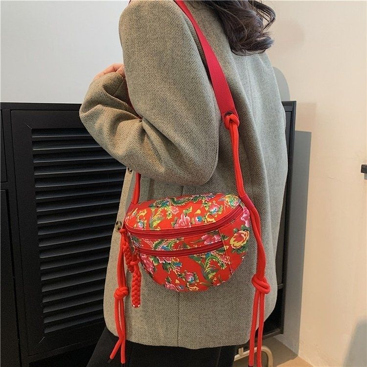 Women's Shoulder Crossbody Bag Printed Multi Pocket Small Bag Printed Ethnic Bag Casual Waist Bag Chest Bag