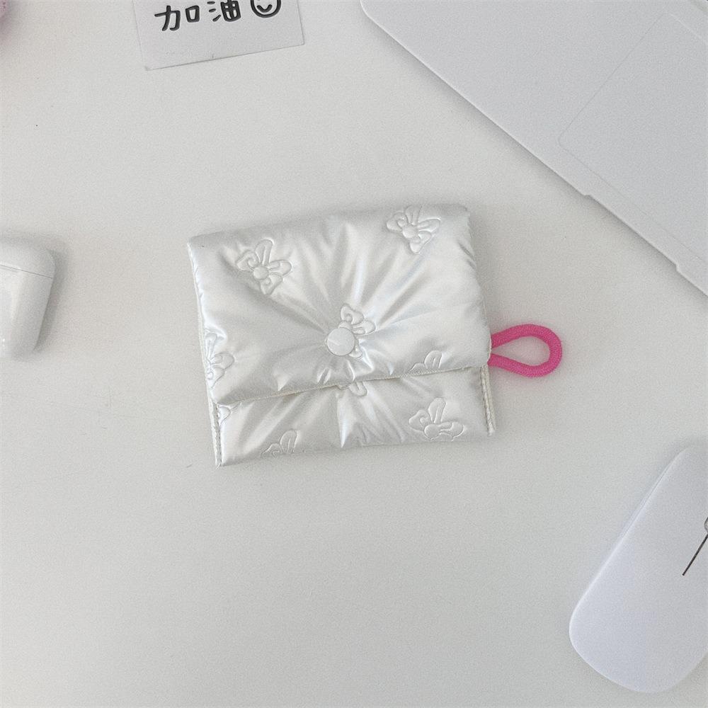 Silver Bow Pattern Coin Purse Women's Earphone Coins Keys Wallet Organizer Zipper Pouch Cosmetic Bag New