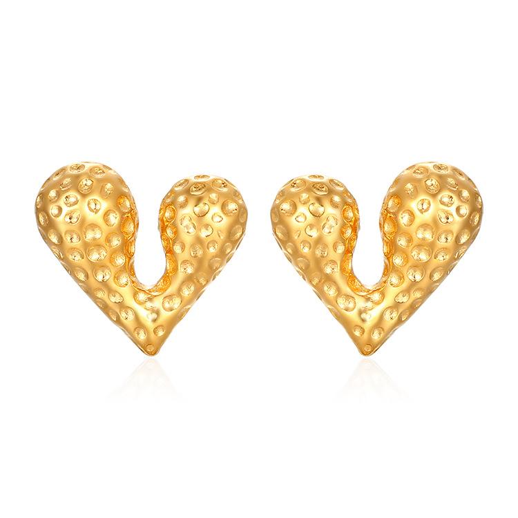 Popular Earrings 18K Gold Stainless Steel Personalized Liquid Love Stud Earrings Design Sense Earrings