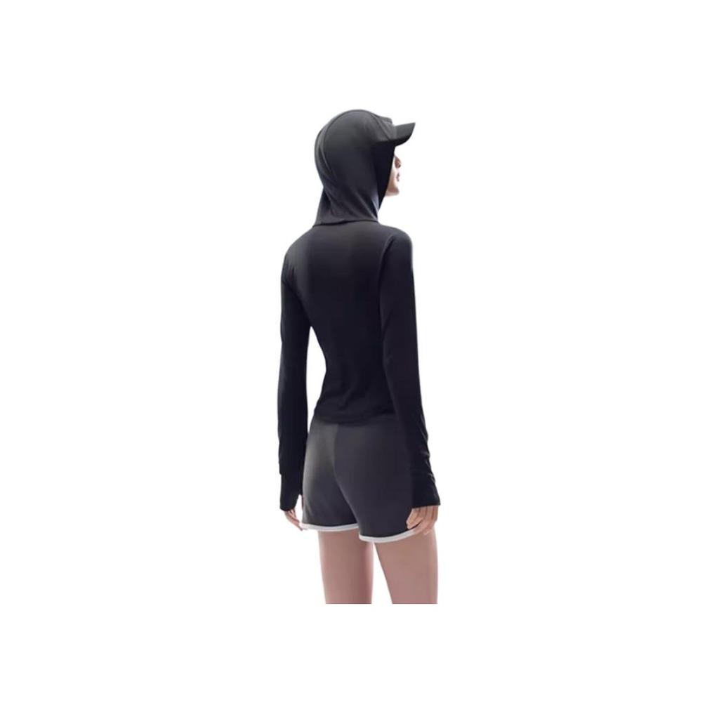 Anta Training Series Solid Color Zip-Up Hooded Comfortable Versatile Long Sleeve Breathable UV Protection Sun Protection Women Tops 962527704-8