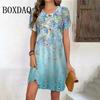 Vestido Camiseta de Manga Corta para Vacaciones para Mujer Estampado 3D Holgado Tallas Grandes Vestidos de Playa