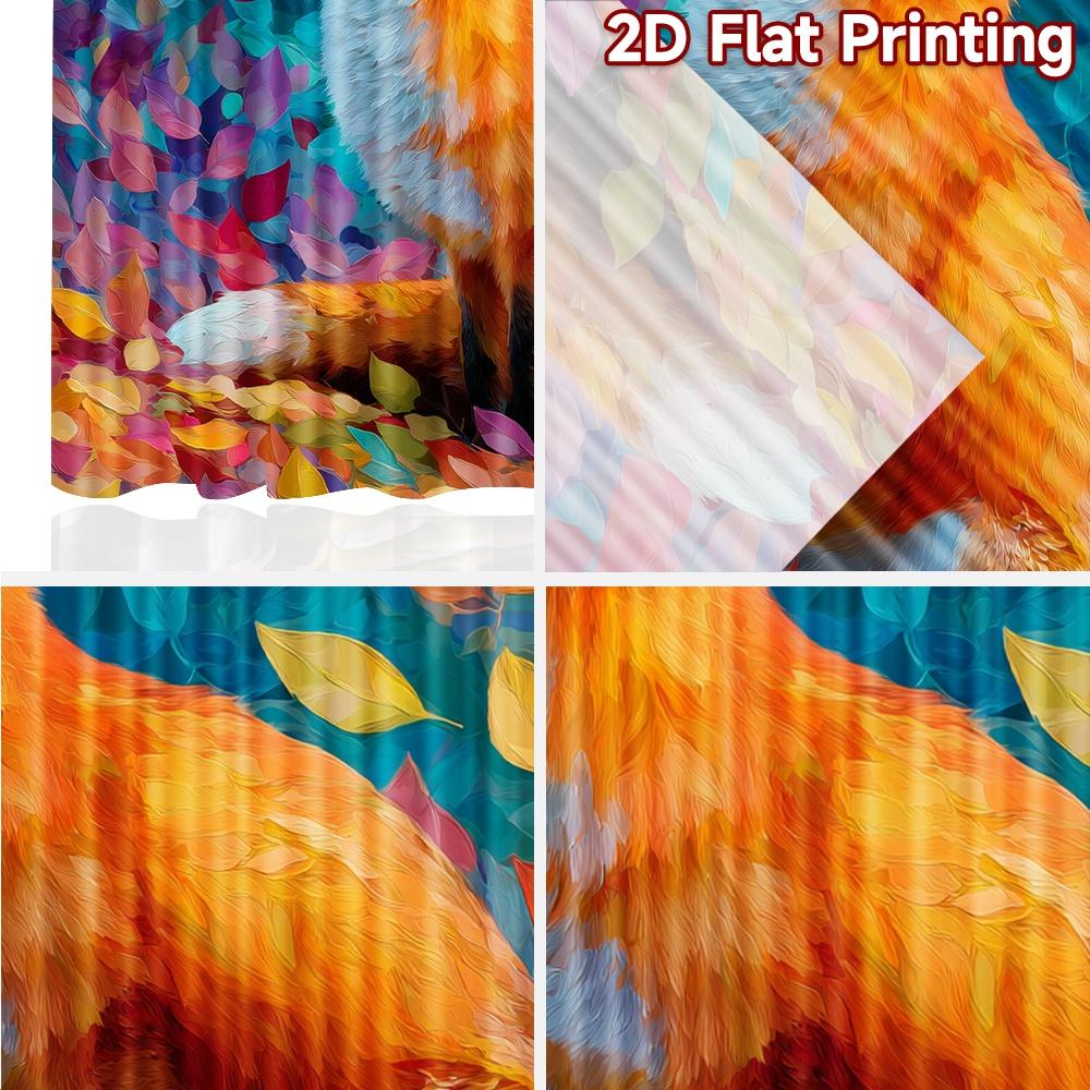 2pcs, 2D FLAT PRINTING Curtains (Without Rod) Autumn Fox(3) Holiday Printed Curtains Versatile Polyester Curtains Decorations