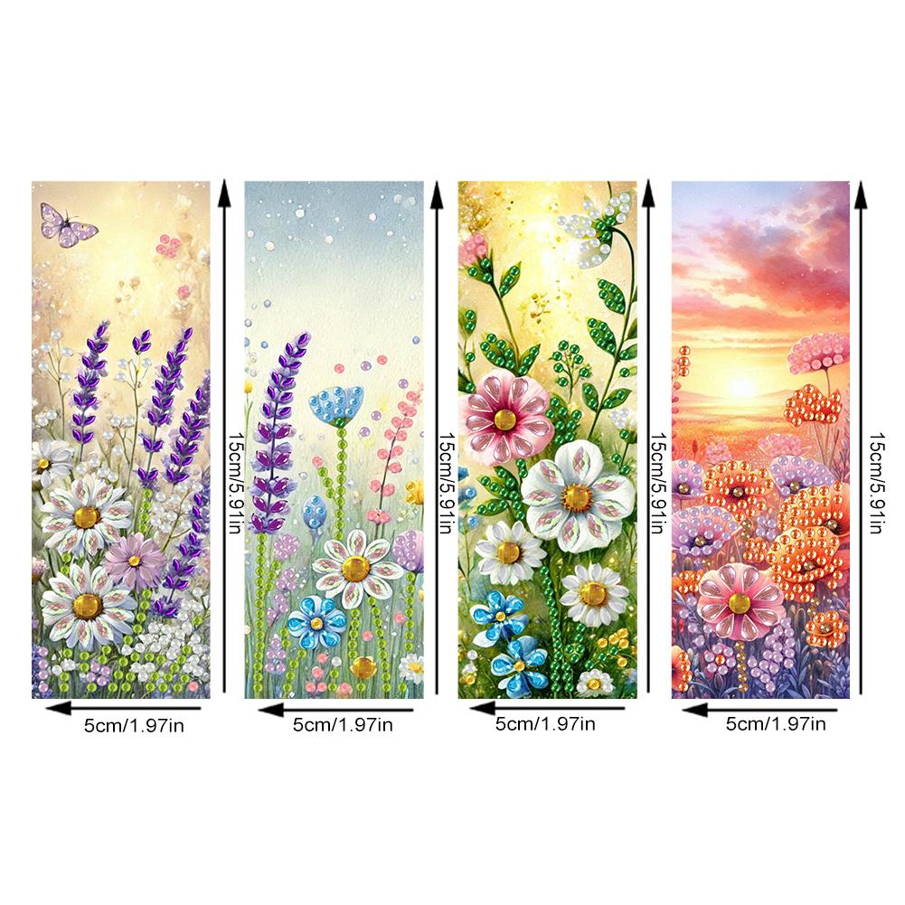 Mother's Day 4Pcs Special Shape Diamond Painting Bookmark DIY Bookmarks Diamond Painting Kits Diamond Art Bookmark with Pendant