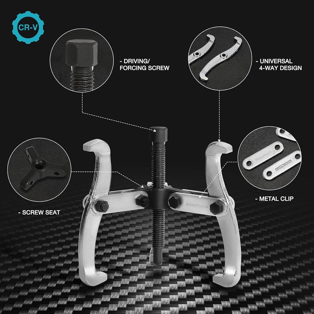 DURATECH 3-Inch 3-Jaw Gear Puller, Removal Tool For Gears, Pulleys, Bearings And Flywheels, Fully Assembled, CR-V Steel
