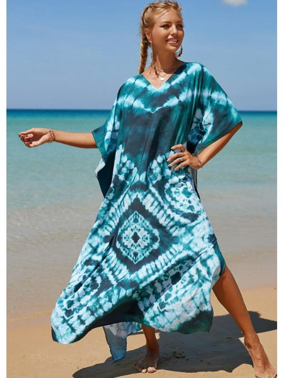 

Модное платье в евро-американском стиле с принтом, пляжное платье Бали 2025: Повседневное пляжное кимоно для защиты от солнца One Size