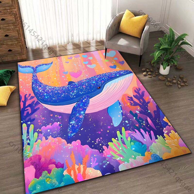 Dream Whale Printed Carpet for Living Room Bedroom Bedside Bathroom Floor Mat Area Rugged Sofa Mat Home Decor Luxury Gift