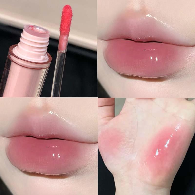 Rosa Speil Krystall Lipgloss Sminke Vann Glass Lipglans Plumping Vanntett Gelé Leppetint Leppestift Fuktighetsgivende Skjønnhet Lepper