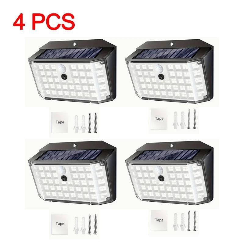1/2/4Pcs 176 LED Solar Outdoor Wall Lights Waterproof Motion Sensor Solar Powered Sunlight Street Light for Garden Decoration