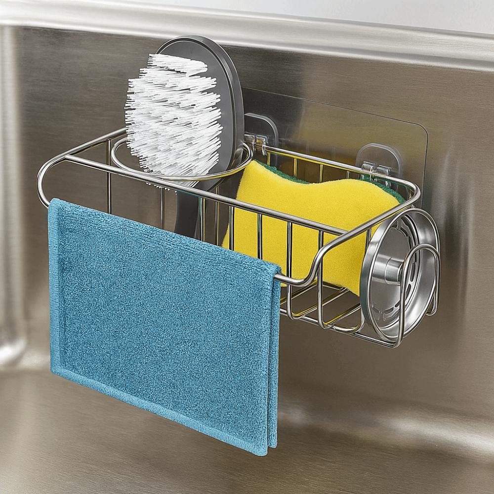 Stainless Steel Sink Sponge Holder Waterproof Sink Hanging Basket Durable Sponge Stand Kitchen