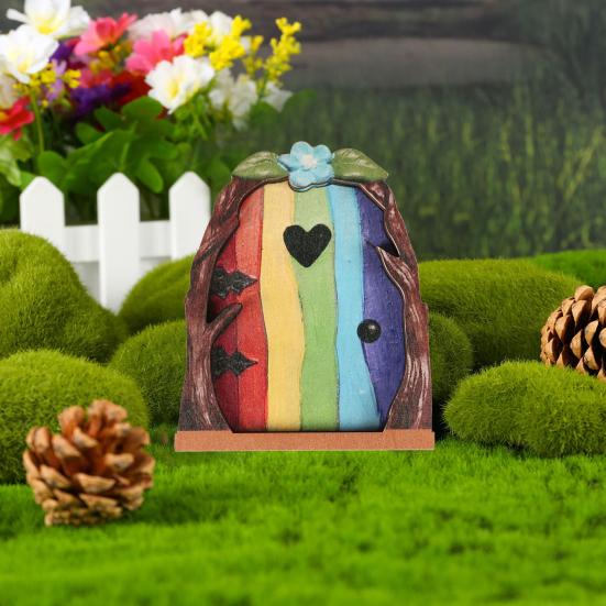 Fairy Door Ručně vyráběné realistické zimostrázové miniaturní dřevěné elfí dvířka Gate Garden Decor Home Decor