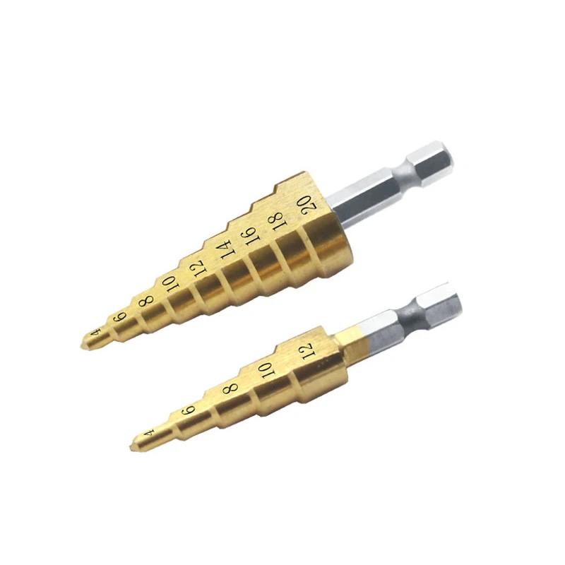 

HSS4241Титановое ступенчатое спиральное сверло 4-12 мм 4-20 мм 4-32 мм ступенчатое коническое сверло набор сверл по металлу для обработки железа и дерева