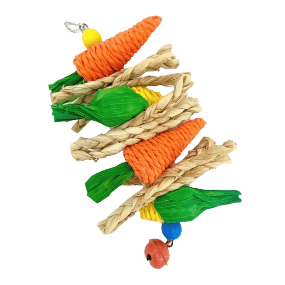 Mrkvový tvar Ratanová hračka pro papouška Ručně tkaná Králičí kousátka Nová Hračka na žvýkání pro ptáky Doplňky pro domácí mazlíčky