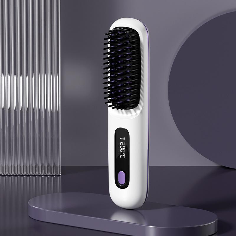 Cross-Border TikTok Style Electric Hair Brushes New Ceramic Hair Straightening Curling Fast Heating Negative Ion Nylon Household 7.5v