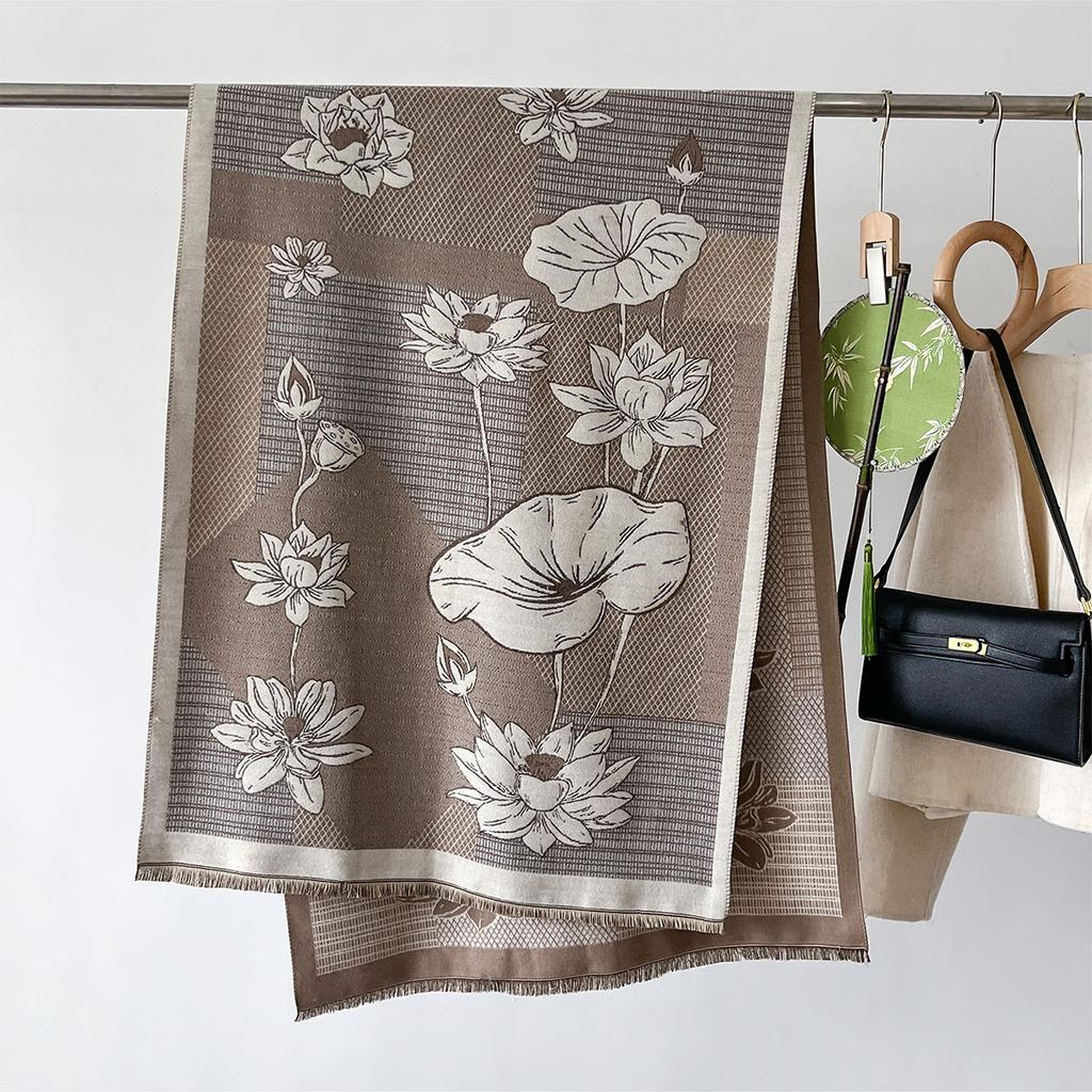 Winterschal für Damen Lang Warme Kaschmir-Imitation Schals Hijab Einfarbig Damen Stola Wickeltuch Weiblich Pashmina Bandana Kopftücher