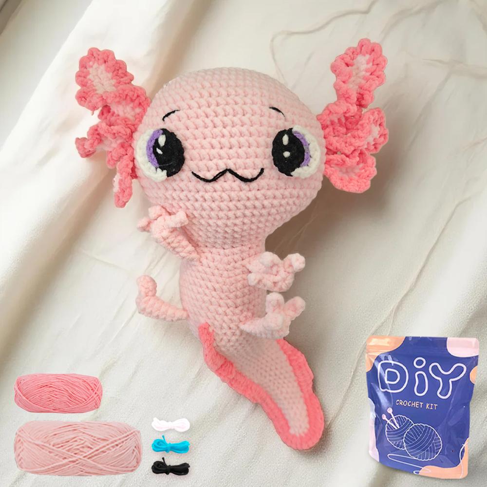 

YAMAXIN Axolotl Theme Crochet Kit for Beginners - DIY Craft Tool Set with Knitting Arts And Crafts Project розовый