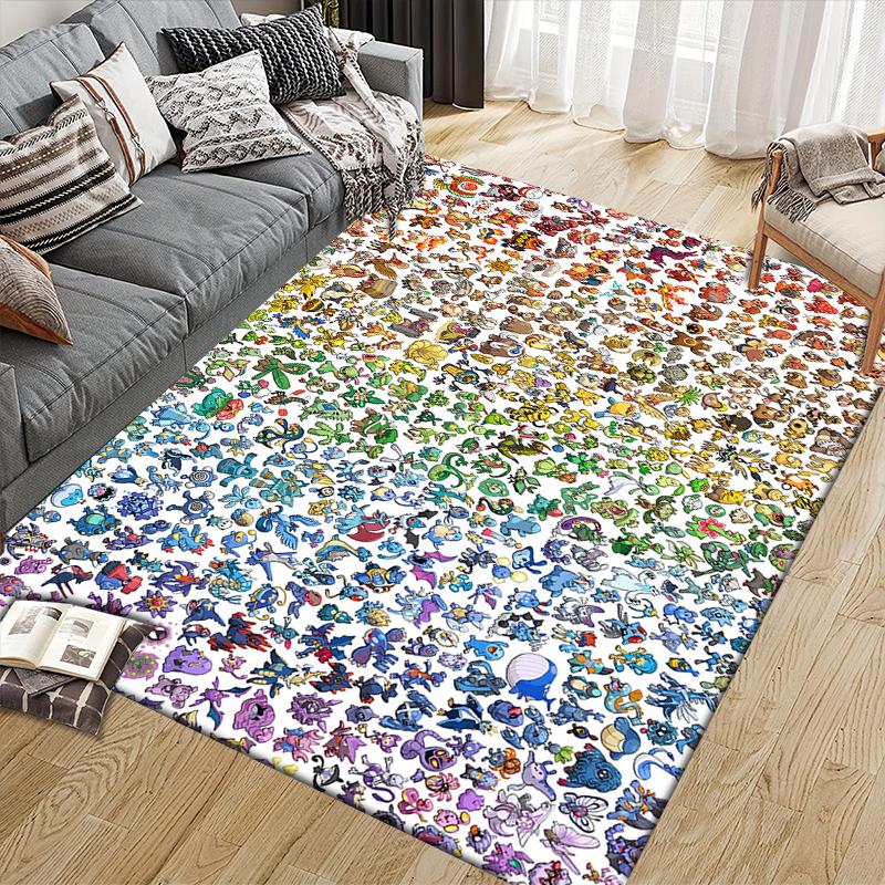 Pokemon Collection Square Area Rug, Non-Slip Floor Mat for Living Room, Perfect Gift for Fans.chl