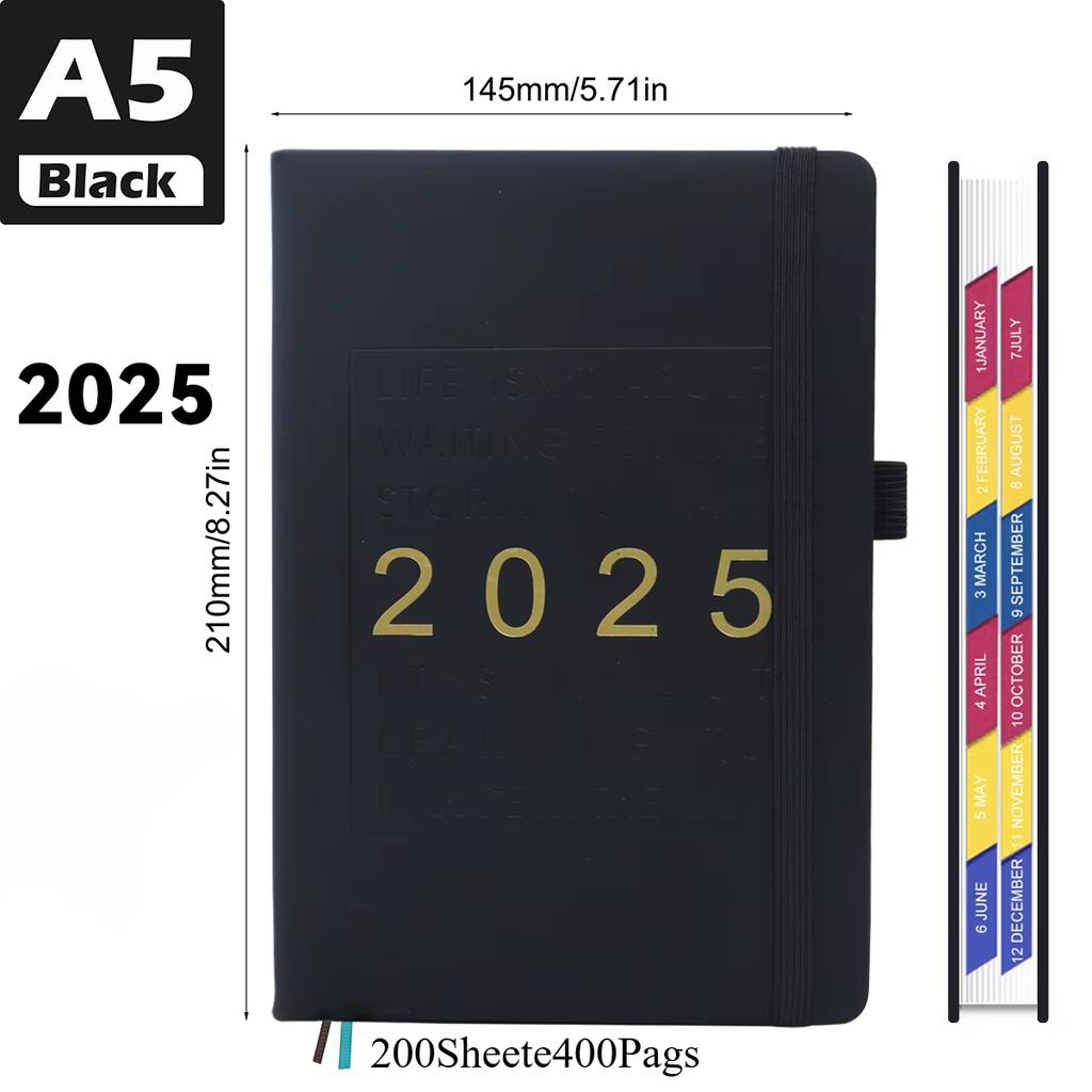 Daily Planner for 2025 English Inner Pages Leather Cover  Paper 100GSM Planner Schedule Business Week Planner Notebook