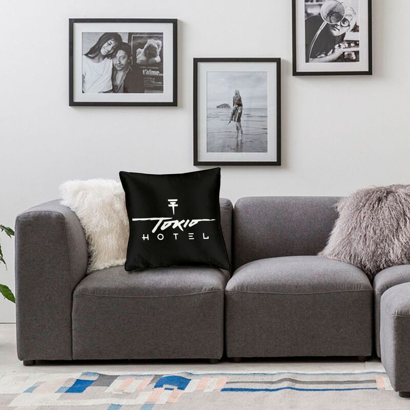 Soft Tokio Hotels Logo Music Rock Band Throw Pillow Case Decoration Custom Square Cushion Cover 40X40Cm Pillowcover Living Room