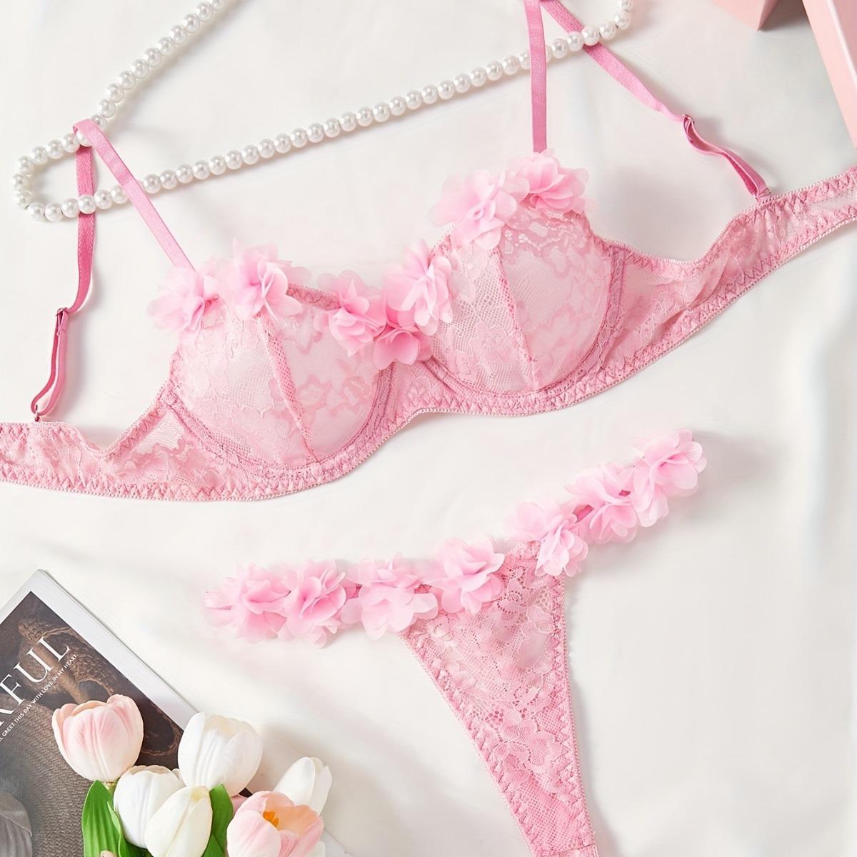 Р–РµРЅСЃРєРѕРµ РЅРёР¶РЅРµРµ Р±РµР»СЊРµ Pure Desire Suit Lace Pink РєСЂСѓР¶РµРІРЅС‹Рµ СЃС‚СЂРёРЅРіРё СЃ С‚СЂРµРјСЏ С‚РѕС‡РєР°РјРё Sexy Temptation S