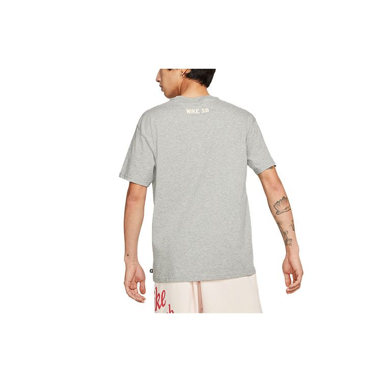 Nike Sb Alpaka Baskılı Kaykay Gevşek Örgü Kısa Kollu Tişört Erkek Üst Gri DD1299-063