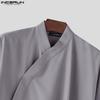 INCERUN Men Long Sleeve Ruffled Layers Patchwork Casual Cape Shirts
