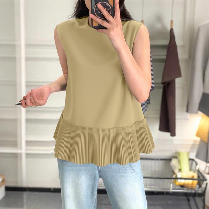 

ZANZEA Женские повседневные топы-майки без рукавов с круглым вырезом, свободные, летние XL хаки