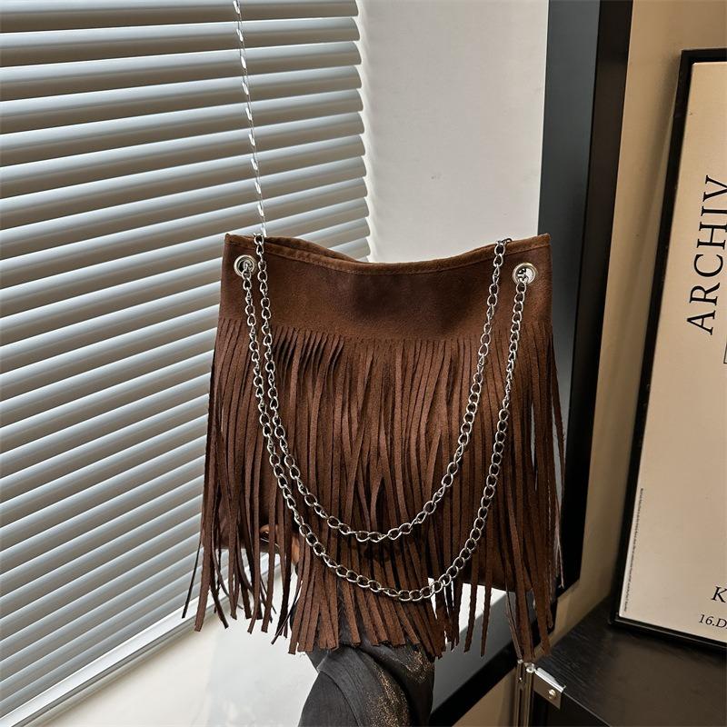 Autumn new simple and fashionable shoulder bag fringed messenger bag bag retro fashionable underarm tote bag