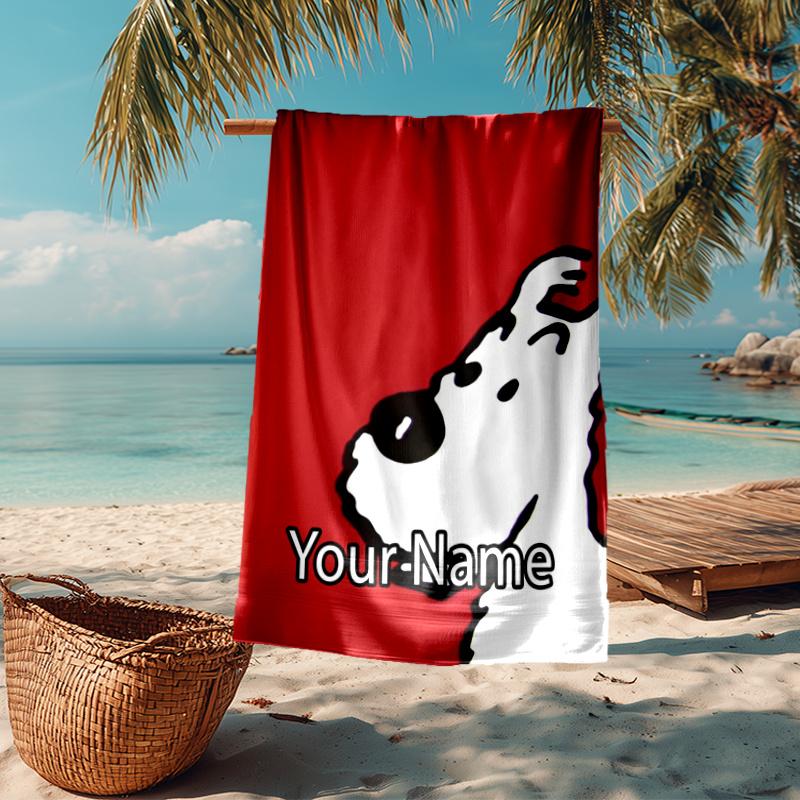 Custom Name Ultra-Soft Beach Towel with Tintin Theme,Ideal for Pool - Camping, Diving - Perfect Travel Essential, Vibrant Beach Towel.
