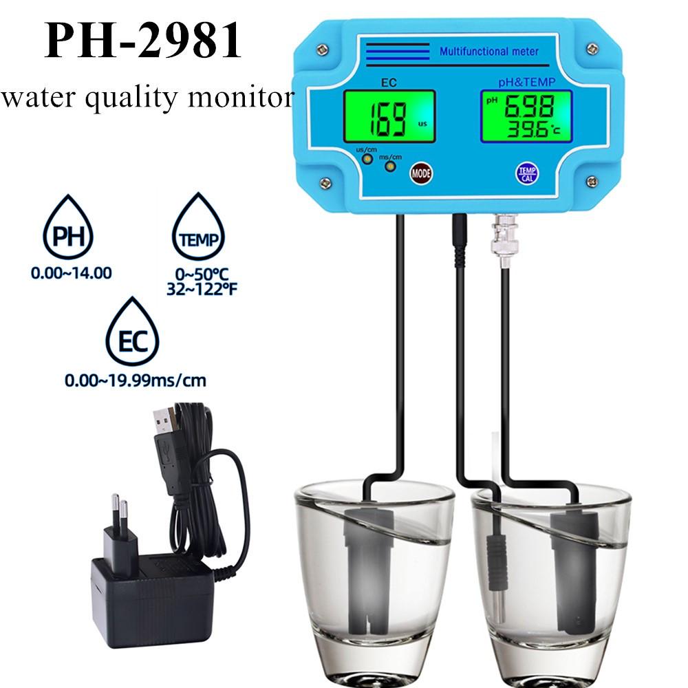 PH-2981 Wasserqualitätsmessgerät 3 in 1 Digitaler Wasserdetektor PH EC TEMP Tester Multiparameter Kontinuierliches Messgerät