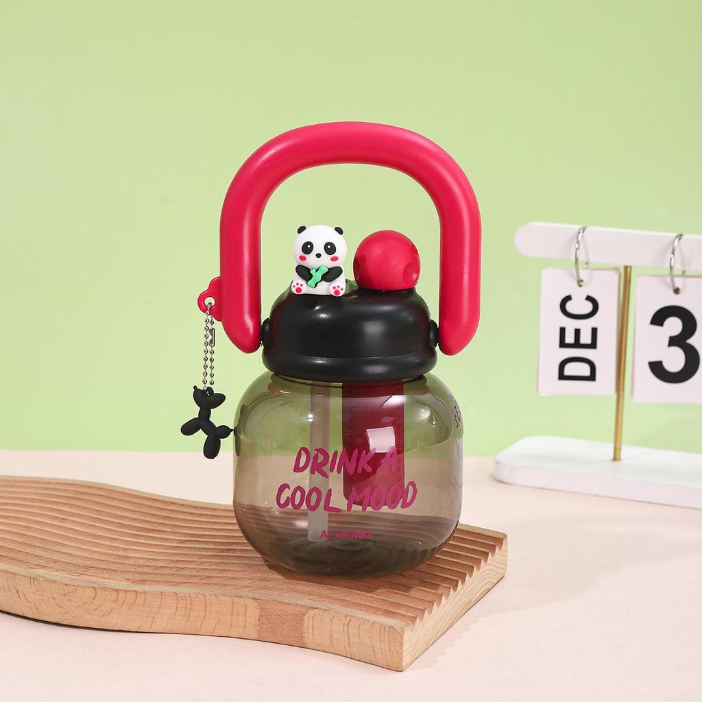 Cute Panda Portable Double Drink Cup with Straw - High Temperature Resistant