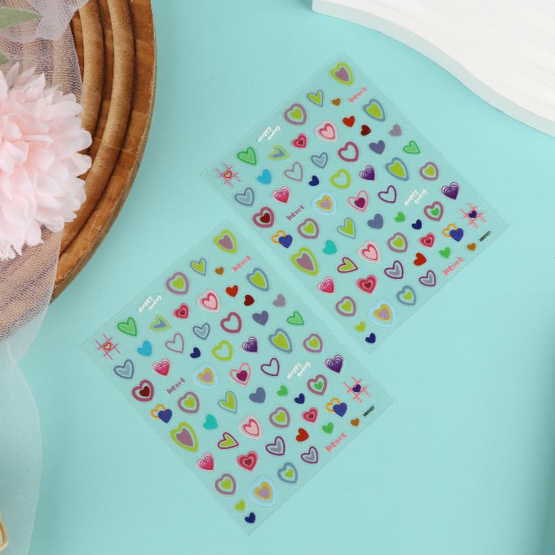 1/3Sheets Colorful Dopamine Jelly Scrapbook Stickers 3D Decal Cute Heart Pattern For Diy Journal Kawaii Nail Decals For Girls