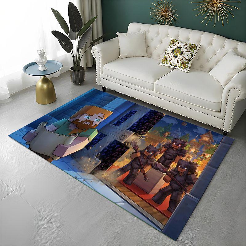 Cartoon S-Sandbox Pixel Bulding Game Non-Slip Area Rug for Living Room,Bedroom,Playroom,Carpet Floor Mat Home Decor Rug Kid Room