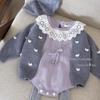 2025 New Exquisite Lace Collar Baby Girl Romper & Jacket Set