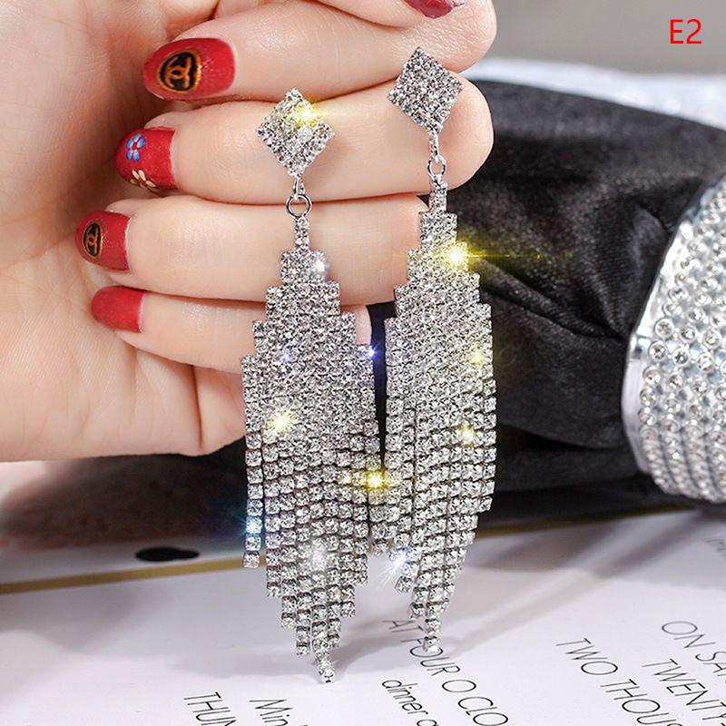 

S925 Silver Needle Classic Shiny Earrings Ladies Exaggerated Long