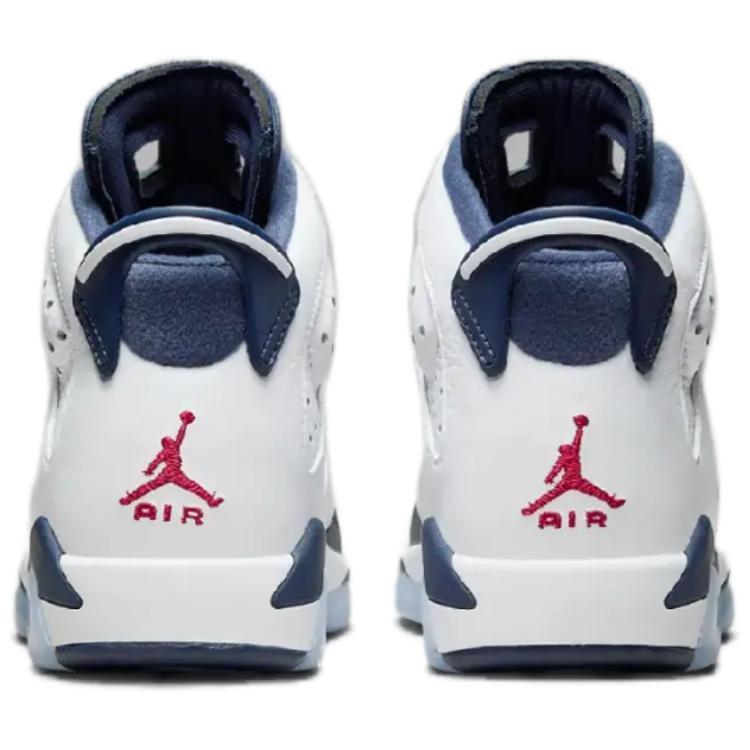 Air Jordan 6 Retro GS Olympic 2024 Kids Sneakers White Varsity-Red Midnight-Navy 384665-164