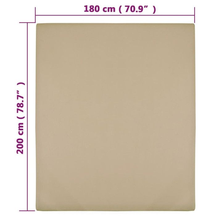136228 vidaXL Fitted Sheet Jersey Taupe 180x200 Cm Cotton