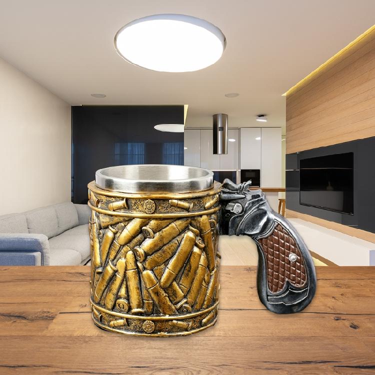 High-quality Western Revolver Gun With Ammo Bullet Beer Mug for Collecting