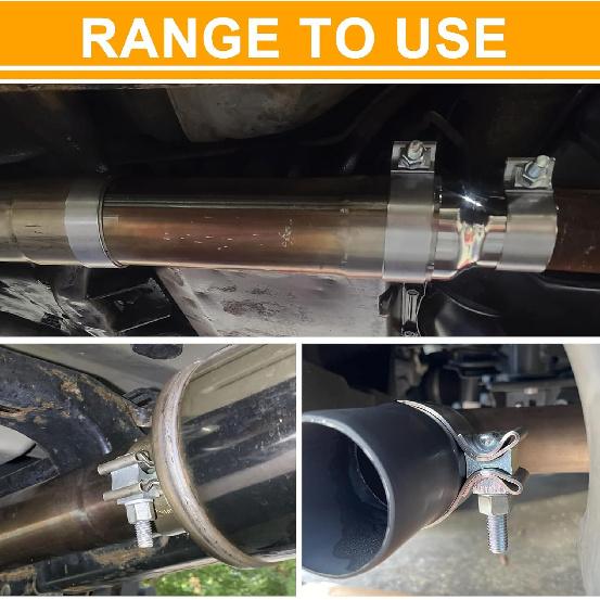 TIROL 3 Exhaust Clamp 3 Inch Exhaust Clamp Stainless Steel Narrow Band Muffler Clamp For 3" OD Exhaust Pipe, Muffler Pipe 2Pcs