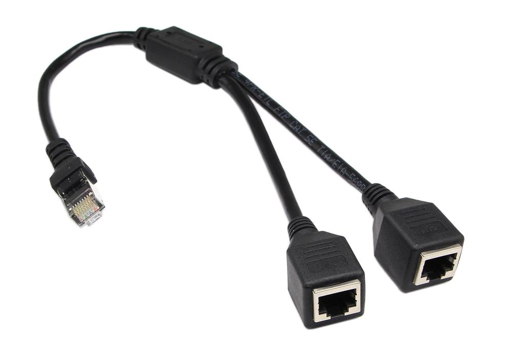 RJ45 Network Splitter Adapter CERRXIAN 1 RJ45 Female 2 RJ45 Female Network Y Splitter LAN Suitable for Super Category 5 Category 6 Ethernet Cable,