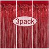 3Pack Valentines Day Party Backdrop Decorative Curtains Bachelorette Party Backdrop Metallic Foil Tinsel Fringe Curtain Christma