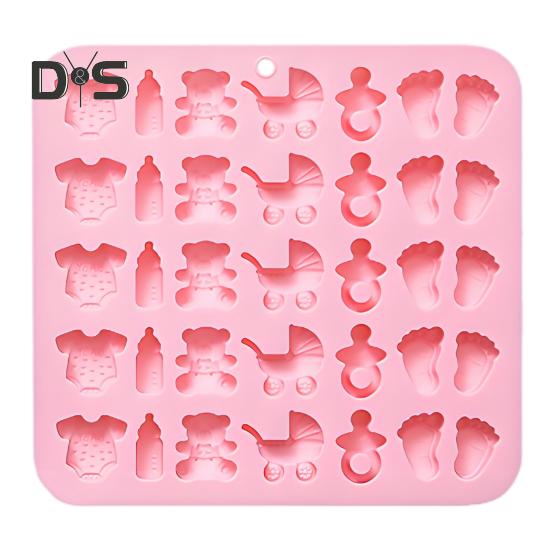 

1/2 шт. силиконовая форма для детского душа, форма для детских ножек, детская бутылочка, соска, детский комбинезон, форма для детской коляски, набор для приготовления шоколадных конфет без бисфенола А розовый