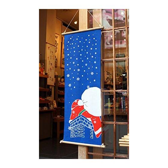 Somen Anbo Tenugui "Omatsuri" Hand-dyed 100% Cotton Tokka Made In Japan 35cm X 100cm Snowy Night Santa Claus Present Interior Kendo Men Towel
